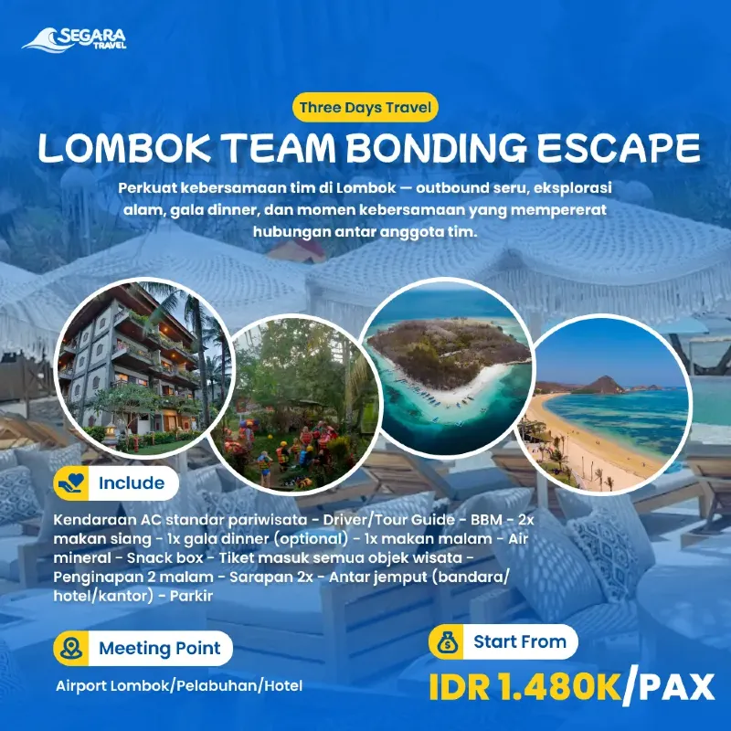 Kegiatan outbound dan gala dinner tim perusahaan di destinasi wisata Lombok